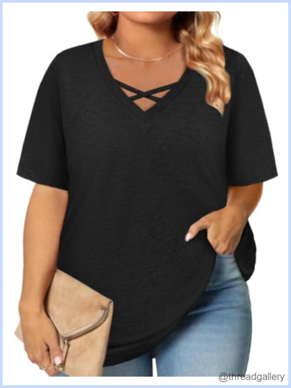 Women's Plus Size V-Neck Tunic Top Loose Fit Casual Summer Shirt L-4XL